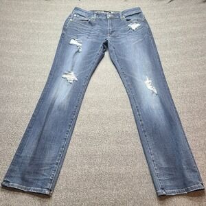 American Eagle Slim Straight Jeans Distressed Medium Wash Mens Size 32x32 Denim